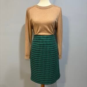 The Limited Vintage holiday NYE Green & Black Houndstooth Pencil Skirt, size 14